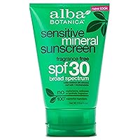 Alba Botanica Sensitive Mineral Sunscreen Fragrance Free, SPF 30 4 oz