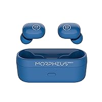 Morpheus 360 Spire True Wireless Earbuds, Wireless Microphone, Bluetooth 5.2 Wireless Ear Buds, One Touch Media Control, Waterproof Earbuds, Recharging Earbud Case - Island Blue