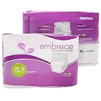 Embrace™ Premium Protection Incontinence Underwear, Maximum Absorbency and Protection, Breathable Cloth for Exceptional Comfort, Odor Protection, Discreet Fit, XL, Pack of 25