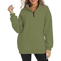 ROYLAMP Women's Oversized Half Zip Pullover Stand Collar Long Sleeve Drop Shoulder Sweatshirt Fashion Fleece Winter Outfits