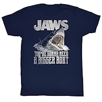 Jaws T-Shirt Distressed Shark Head Need A Bigger Boat Navy Tee