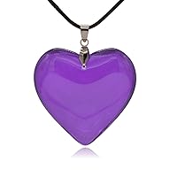 Large Red Semi-Transparent Solid Glass Heart Pendant Necklace