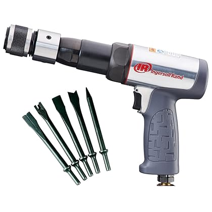 Ingersoll Rand 119MAXK Long Barrel Air Hammer Kit – 5 PC Chisel Set, Lightweight, Quiet, Compact, Powerful, Gray