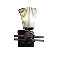 Justice Design Group Limoges 1-Light Wall Sconce - Dark Bronze Finish with Pleats Translucent Porcelain Shade