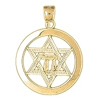 Silver Star of David with Chai Pendant | 14K Yellow Gold-plated 925 Silver Star of David with Chai Pendant
