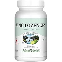 Maxi-Health Zinc Lozenges - Zinc Citrate 10mg - with Vitamin C - Cherry Flavor - 60 Chewables - Kosher