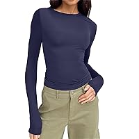 Women Short Sleeve Shirts Basic Crop Tops 2024 Spring Layer Workout Slim Fit Y2K Going Out Tops Crewneck Tshirt