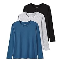 Cosy Pyro Cotton Long Sleeve T Shirt for Women Crew Neck Classic-Fit Workout Shirts Soft Solid Basic Tee
