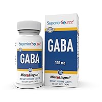 Superior Source GABA 100 mg, Under The Tongue Quick Dissolve Sublingual Tablets, 100 Count, Brain Health Support, Promotes a Relaxing Effect & Positive Mood, Stress Relief & Sleep Support, Non-GMO