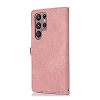 Case for Samsung Galaxy S23/s23plus/s23ultra, Wallet Case with Card Holder, Pu Leather Case Wallet for Women/Men,Wallet Phone Case with Wrist Strap,Pink,S23 Plus 6.6''