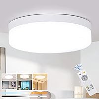 DLLT 24W Dimmable LED Flush Mount Ceiling Light Fixture with Remote, 8.66 Inch Modern Flat Ceiling Lamp, Close to Ceiling Lights for Bedroom/Kitchen/Bathroom/Hallway, Timing, 3 Light Color Changeable