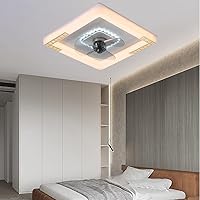 Ceiling Fans, Led Fan with Ceiling Light and Remote Control Mute Fan Lighting 3 Speeds Bedroom Ultra-Thin Ceiling Fan Light with Timer Modern Living Room Quiet Fan Ceiling Light
