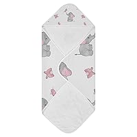Elephant Butterfly Baby Bath Towel Girl Hooded Baby Towel Super Soft Kids Bath Towel 4 Layers Baby Shower Towel Gift for Girls Babies, 30x30 Inch