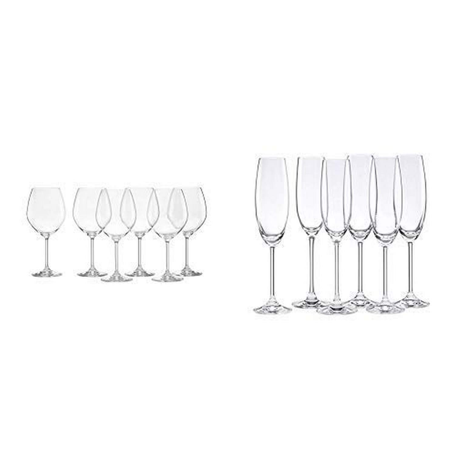 Lenox Tuscany Classics Red Wine Glasses, Buy 4, Get 6, 24 ounces - 887609 and 845276 Tuscany Classics Champagne Flutes, Buy 4, Get 6