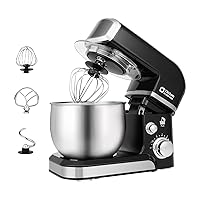Kitchen in the box Stand Mixer,3.2Qt Small Electric Food Mixer,6 Speeds Portable Lightweight Kitchen Mixer for Daily Use with Egg Whisk,Dough Hook,Flat Beater (Black)