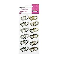 12 3D Stickers - Gold & Silver Hearts