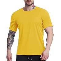 Mens Hip Hop Basic Crewneck T-Shirts Short Sleeve Athletic Bodybuilding T-Shirts Loose Fit Longline Muscle Tee Shirts