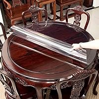 3.0mm Thick Clear Vinyl Tablecloth Protector Waterproof/Oil-Proof Rectangle Plastic Transparent Sheet Table Cover Wipeable Round Tablecloth Protector for Dining Table (3.0mm Thick,36 inch Diameter)