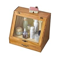 Retro Wooden Make Up Case Dustproof Cosmetic Storage Box, Multi-Function Cosmetics Skin Care Products Jewelry Organizer Case Finishing Box ()