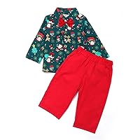 Jogging Suit Size 7 8 Xmas Child Toddler Baby Boys Cartoon Long Sleeve Gentleman Shirt Tops Solid (Green, 4-5 Years)
