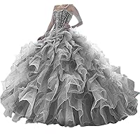 Women's Organza Sweetheart Quinceanera Dresses A line Evening Prom Dresses