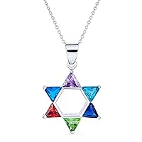 Traditional Magen Judaica Hanukkah Star of David Necklace Cleat Black Blue CZ, 14K Gold Plated .925 Silver Pendant for Women & Teens