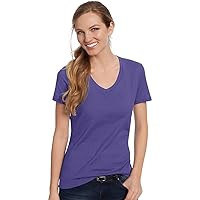 Hanes Women's Nano-T V-Neck T-Shirt, Purple, XS