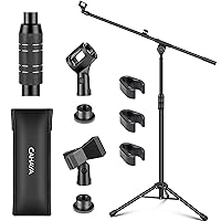 CAHAYA Dual-use Tripod Microphone Stand Boom Arm Floor Mic Stand Portable with Carrying Bag and 2 Mic Clips for Singing Performance Wedding Stage Meeting Live CY0311