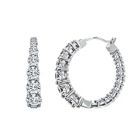 Amazon Collection Platinum or Gold-Plated Sterling Silver Infinite Elements Zirconia Graduated Hoop Earrings, 1