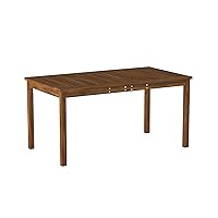 Walker Edison Dominica Contemporary Slatted Outdoor Dining Table, 34 Inch, Dark Brown