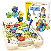 Gear Sets Building Toys,216 Pieces Colorful Building Blocks,Tools Box,Drive Belt Gears,Child Development Toys for ​Ages 3