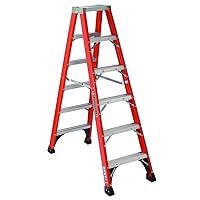 Louisville Ladder 6-Feet Fiberglass Twin Front Ladder, 375-Pound Duty Rating, FM1406HD , Red