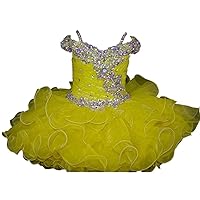 Short Little Girl Pageant Dress Toddler Cupcake 2021 Ruffles Cold Shoulder Crystals Prom Formal Dress for Girls
