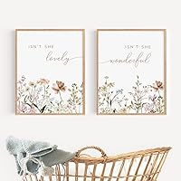 NATVVA Isn't She Lovely Isn't She Wonderful Wall Art Poster Canvas Prints Botanical Wildflower Painting Picture Artwork Home Decor Girl Nursery No Frame