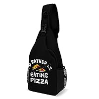I'd Rather Be Eating Pizza Printed Crossbody Sling Backpack Multipurpose Chest Bag Daypack for Travel Hiking