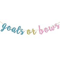 Goals or Bows Glitter Banner Gender Reveal Party Decoration Girl or Boy Sign Blue or Pink Pregnancy Announcement Supplies
