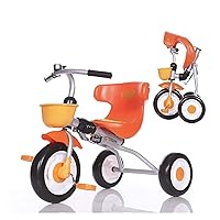 BicycleFolding Baby Stroller Children's Tricycle Bicycle Soft Seat with Bell Best Choice for Birthday Gifts for Boys and Girls (Color : Green) (Color : Orange)