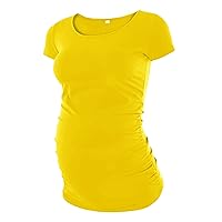 Maternity Shirts for Women - Gift for Pregnant Womens Soft Comfortable Side Ruched Pregnancy Long Sleeves Raglan Tees