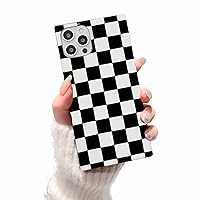 Black White Checkered Square Phone Case Compatible for iPhone 15 Pro Max Girly Chic Slim Trendy Soft Shockproof Protective Bumper Phone Cover for iPhone 15 pro max 6.7inch(Checkerboard)