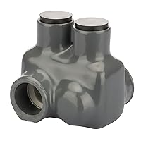 Polaris Grey Insulated Connector for Fine-Stranded Flexible Copper Conductor, 3/0-4 AWG and 2/0-2 AWG Wire Range, 2 Ports, 3/16
