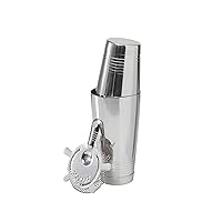 Crafthouse by Fortessa Classic Mixed Cocktail Drink Barware Shaker Set with Boston Shaker and Hawthorne Strainer, 2 Piece Set, Stainless Steel, CRFCC.SHAKERSET