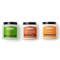 SAUCE BEAUTY Honey Chia Smoothing Curl Mask, Crème Brulee Curling Custard & Guacamole Whip Hair Mask - Curly Hair Mask, Curl-Defining Cream & Deep Conditioning Hair Mask for All Hair Types