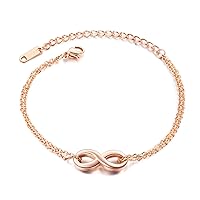 Stainless Steel Infinity Love Bracelet Anklet Charm Endless Love Adjustable Bangle for Valentines Day, Birthday, Christmas, Wedding Anniversary