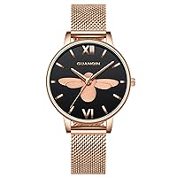 Women Fashion Simple Quartz Wrist Watch with Dial Analog Display and Stainless Steel Band