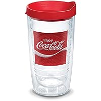 Coca-Cola - Coke Enjoy Insulated Tumbler with Emblem and Red Lid, 16oz, Clear