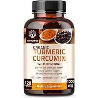 Turmeric Curcumin with Black Pepper Capsules - 1000mg (120 Capsules) Turmeric Curcumin Capsules with BioPerine Black Pepper Extract, Made with Organic Turmeric Curcumin and Black Pepper Extract