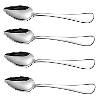 Grapefruit Spoons, Grapefruit Spoons with Serrated Edge 4PCS Food Grade Stainless Steel Dessert Spoons with Handle Non Stick Spoons for Apple Kiwi Papaya Ice Cream Orange