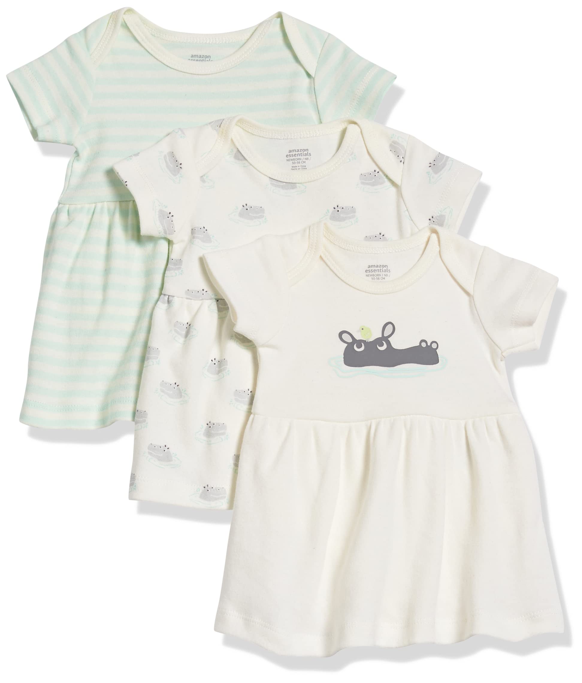 Amazon Essentials Baby Girls' Short-Sleeve Dress, Pack of 3