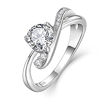 FJ Engagement Ring for Women 925 Sterling Silver Promise Ring Anniversary Wedding Proposal Ring Eternity Ring for Her