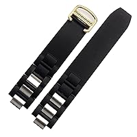 for Cartier Sports Waterproof Strap Rubber Silicone Watchband with Black and White Convex 20 * 10mm Watch Chain (Color : 10mm Gold Clasp, Size : 20mm-10mm)